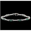 Image 1 : 3.13 ctw Alexandrite and Diamond Bracelet - 14KT White Gold