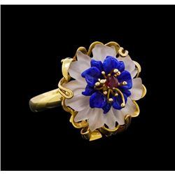 Lapis Lazuli Crystal Ring - 14KT Yellow Gold