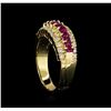 Image 4 : 0.80 ctw Ruby and Diamond Ring - 14KT Yellow Gold