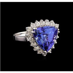 1.4 ctw Tanzanite and Diamond Ring - 14KT White Gold