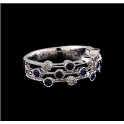 0.30 ctw Blue Sapphire and Diamond Ring - 14KT White Gold