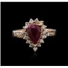 Image 2 : 14KT Rose Gold 1.42 ctw Ruby and Diamond Ring