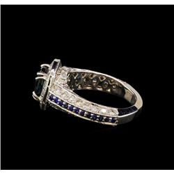 2.92 ctw Sapphire and Diamond Ring - 14KT White Gold