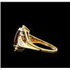 Image 3 : Garnet and Diamond Ring - 10KT Yellow Gold
