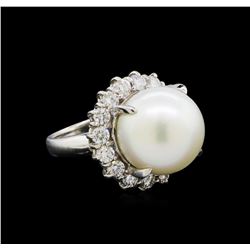 Pearl and Diamond Ring - Platinum