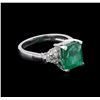 Image 1 : 3.23 ctw Emerald and Diamond Ring - 14KT White Gold