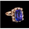 Image 1 : 7.20 ctw Tanzanite and Diamond Ring - 14KT Rose Gold