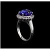 Image 4 : 4.08 ctw Tanzanite and Diamond Ring - 14KT White Gold