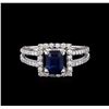 Image 2 : 1.31 ctw Sapphire and Diamond Ring - 18KT White Gold