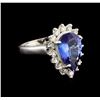 Image 1 : 3.72 ctw Tanzanite and Diamond Ring - 14KT White Gold