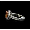 Image 3 : 2.78 ctw Mandarin Spessartite and Diamond Ring - 14KT White Gold
