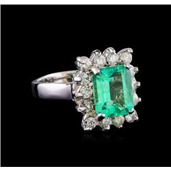 2.90 ctw Emerald and Diamond Ring - 14KT White Gold