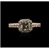 Image 2 : 14KT Rose Gold 1.42 ctw Fancy Green Diamond Ring