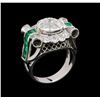 Image 4 : 1.64 ctw Diamond and Emerald Ring - Platinum