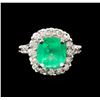 Image 2 : GIA Cert 5.82 ctw Emerald and Diamond Ring - 14KT White Gold