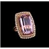 Image 1 : 37.26 ctw Kunzite and Diamond Ring - 14KT Rose Gold