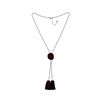 Image 2 : Mink Leather Tassel Necklace - Black Plated