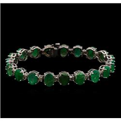 14KT White Gold 20.90 ctw Emerald and Diamond Bracelet