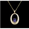 Image 1 : 14KT Yellow Gold 3.60 ctw Tanzanite and Diamond Pendant with Chain