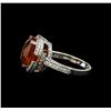 Image 3 : 9.40 ctw Mandarin Spessartite and Diamond Ring - 18KT White Gold