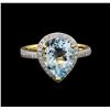 Image 2 : 2.80 ctw Aquamarine and Diamond Ring - 14KT Yellow Gold