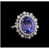 Image 1 : 6.40 ctw Tanzanite and Diamond Ring - 14KT White Gold