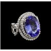 Image 1 : 11.16 ctw Tanzanite and Diamond Ring - 14KT White Gold