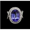 Image 2 : 11.16 ctw Tanzanite and Diamond Ring - 14KT White Gold