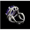 Image 3 : 11.16 ctw Tanzanite and Diamond Ring - 14KT White Gold