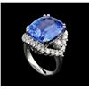 Image 4 : GIA Cert 17.78 ctw Blue Sapphire and Diamond Ring - 14KT White Gold
