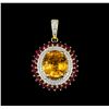Image 1 : 17.25 ctw Hessonite Pendant - 14KT Yellow Gold