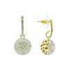 Image 2 : 14mm Crystal Pave Bead Earrings - Gold Plated