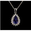 Image 1 : 14KT White Gold 3.98 ctw Tanzanite and Diamond Pendant With Chain