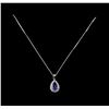 Image 2 : 14KT White Gold 3.98 ctw Tanzanite and Diamond Pendant With Chain