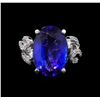 Image 2 : GIA Cert 11.49 ctw Tanzanite and Diamond Ring - 14KT White Gold
