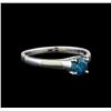 Image 1 : 14KT White Gold 0.47 ctw Round Cut Fancy Blue Diamond Solitaire Ring