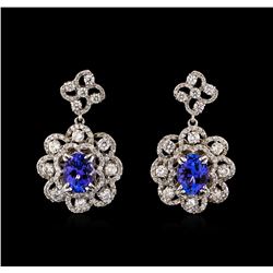 14KT White Gold 3.04 ctw Tanzanite and Diamond Earrings