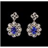 Image 1 : 14KT White Gold 3.04 ctw Tanzanite and Diamond Earrings