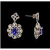 Image 2 : 14KT White Gold 3.04 ctw Tanzanite and Diamond Earrings