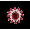 Image 2 : 7.51 ctw Ruby and Diamond Ring - 14KT Yellow Gold