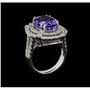 Image 4 : 9.81 ctw Tanzanite and Diamond Ring - 14KT White Gold