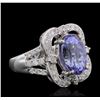 Image 1 : 14KT White Gold 5.85 ctw Tanzanite and Diamond Ring