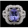 Image 2 : 14KT White Gold 5.85 ctw Tanzanite and Diamond Ring