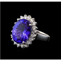 8.58 ctw Tanzanite and Diamond Ring - 14KT White Gold