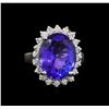 Image 2 : 8.58 ctw Tanzanite and Diamond Ring - 14KT White Gold