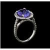 Image 4 : 4.6 ctw Tanzanite and Diamond Ring - 14KT White Gold