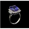 Image 4 : 11.23 ctw Tanzanite and Diamond Ring - 14KT White Gold