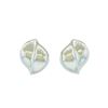 Image 1 : Leaf Shaped Stud Earrings - Rhodium Plated