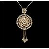 Image 1 : 14KT Tri-Color Gold 2.09 ctw Diamond Pendant With Chain