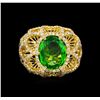 Image 2 : 3.67 ctw Tsavorite and Diamond Ring - 14KT Yellow Gold